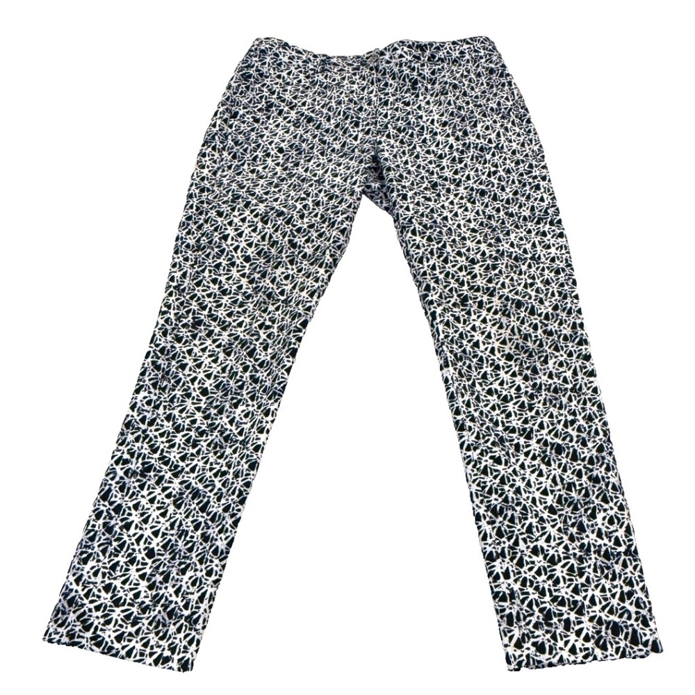 Michael Kors Women's Ankle Pants; Stretch Batik Print; Navy/White;‎ Size 2